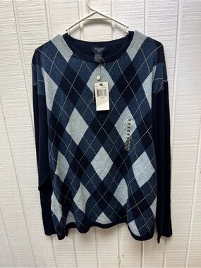 Dockers Men’s XL NWT Argyle Sweater Knit Business Casual Menswear Indigo NEW